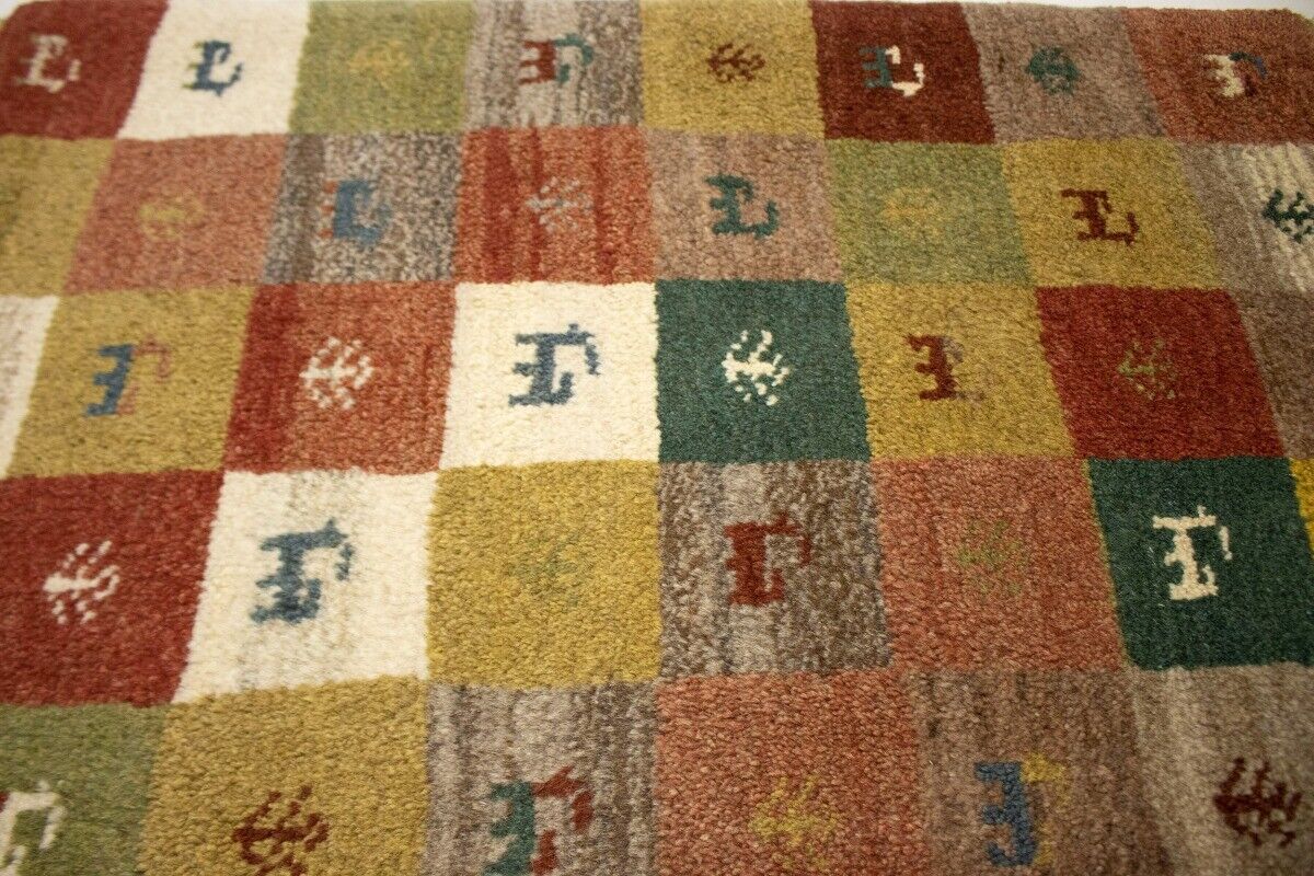 2X3 Ft Hand-Knotted Multicolored Gabbeh Rug Plush