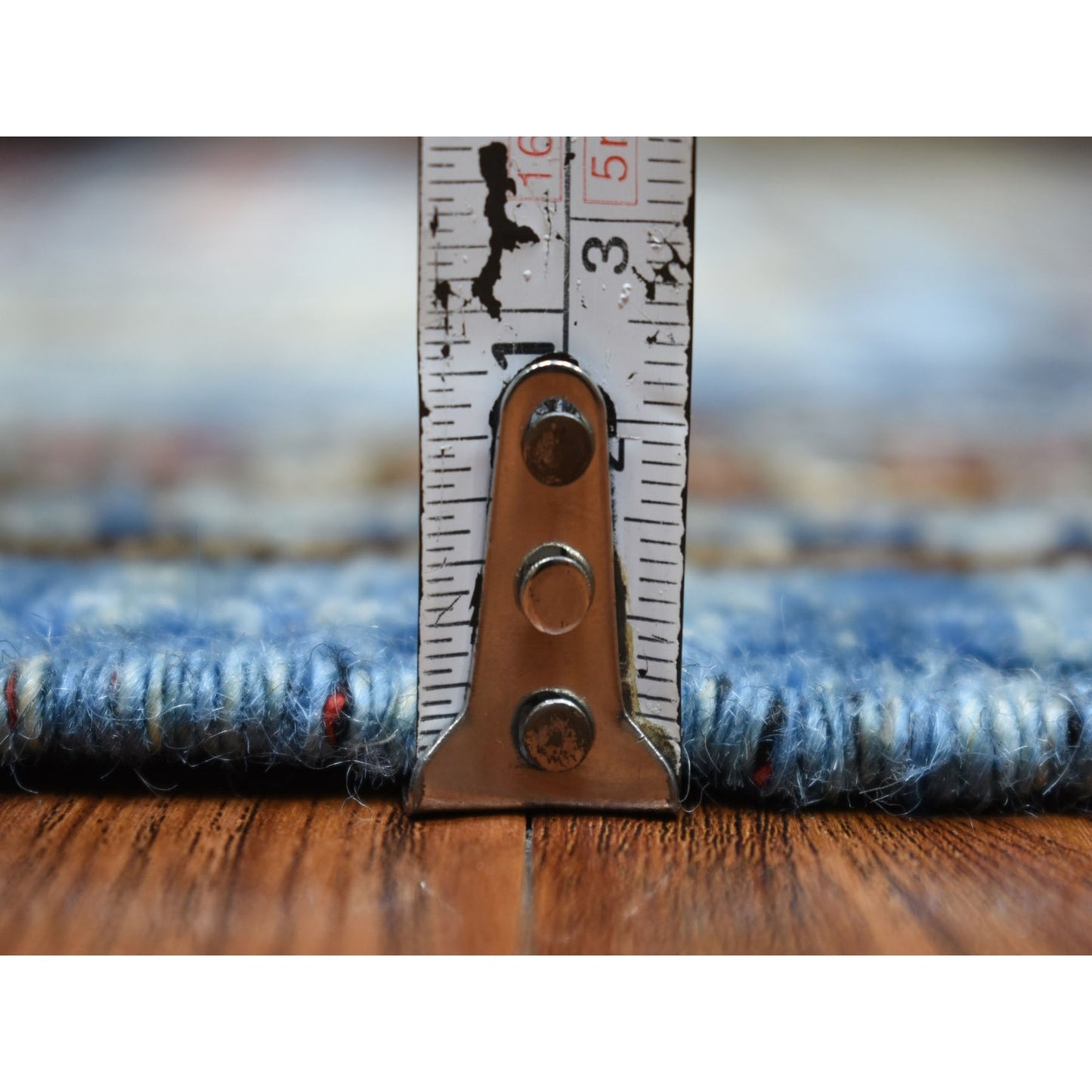 4'1"X9'9" Extra Soft Wool Hand Knotted Blue Afghan Ersari Wide Runner Rug