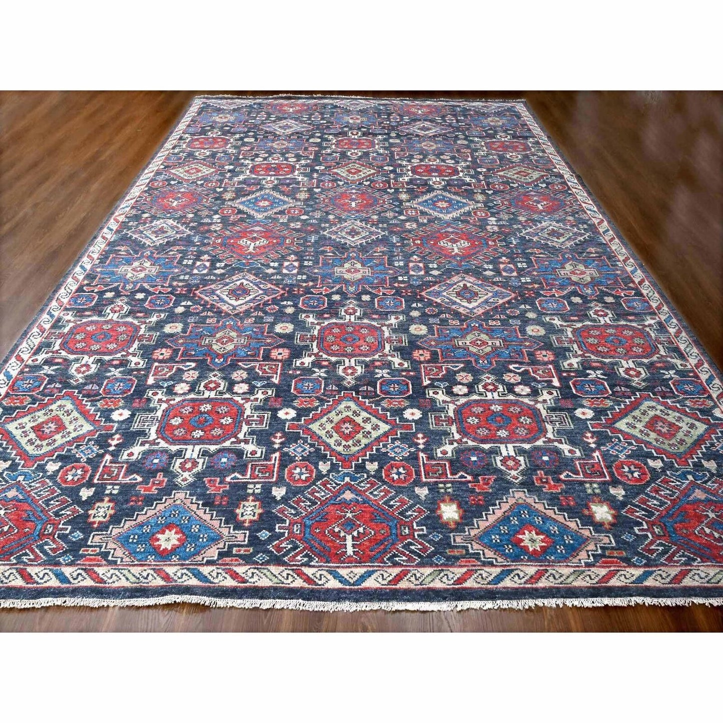 12'X18' Black Supple Organic Wool Hand Knotted Oversize Oriental Rug