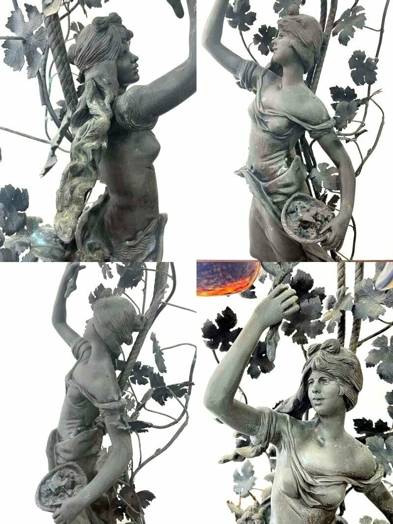Antique French Bronze Statue Lamp Auguste Moreau