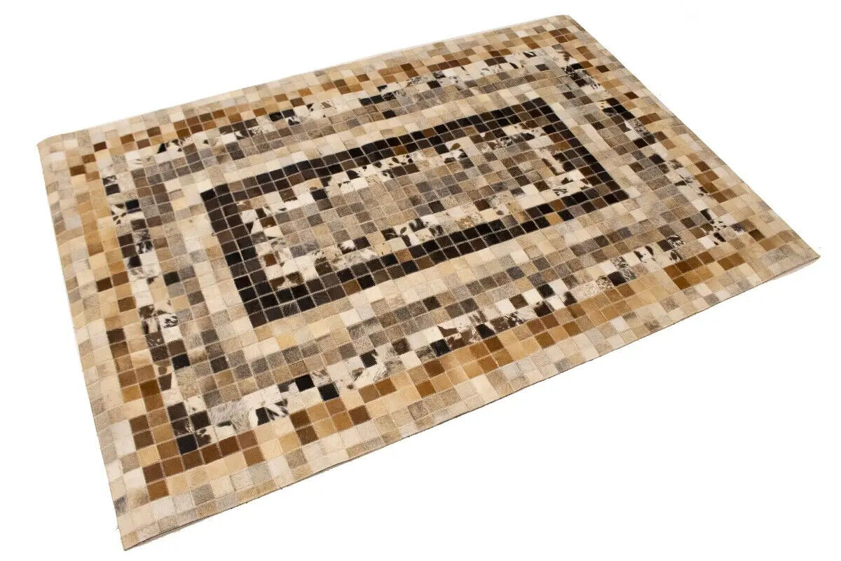 Hand-Crafted Modern Cowhide Leather Rug