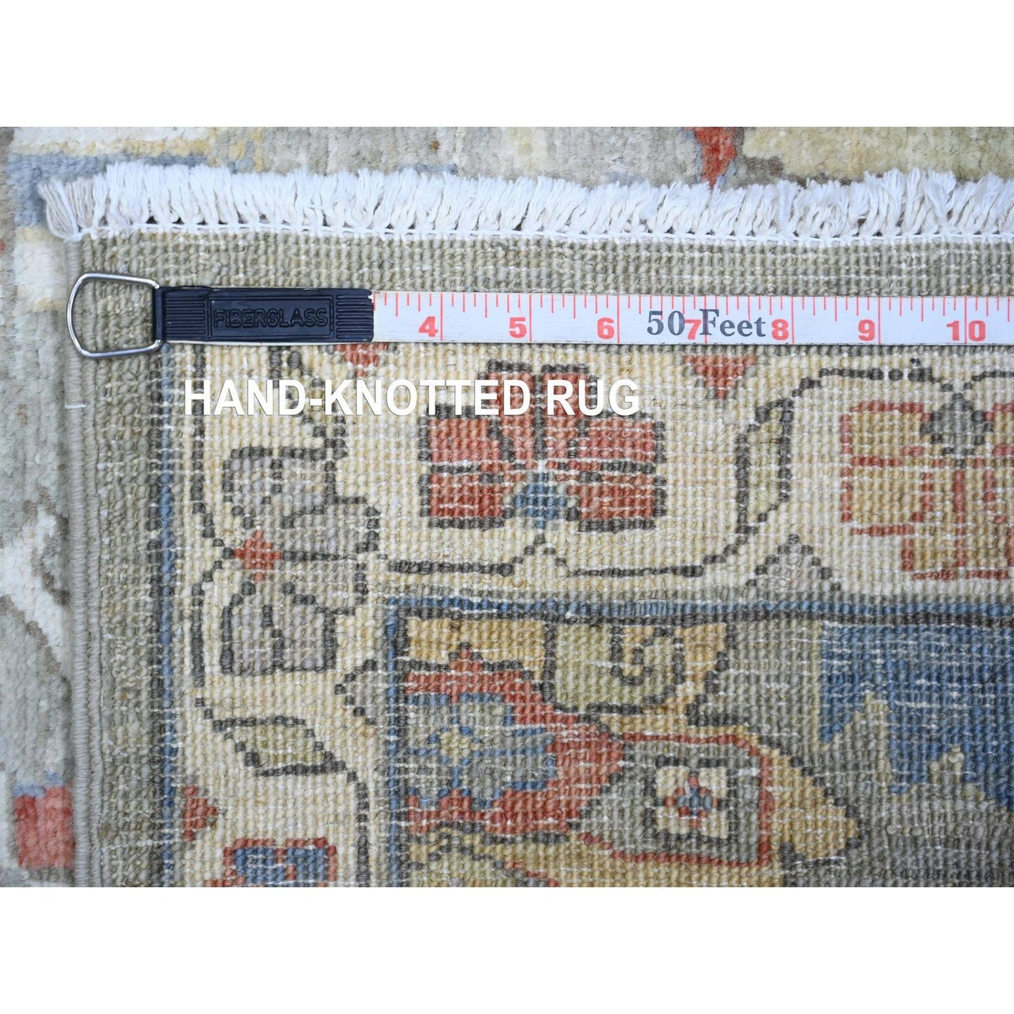 2'7"X11'9" Echo Gray Pure Wool Hand Knotted Finer Peshawar Runner Rug
