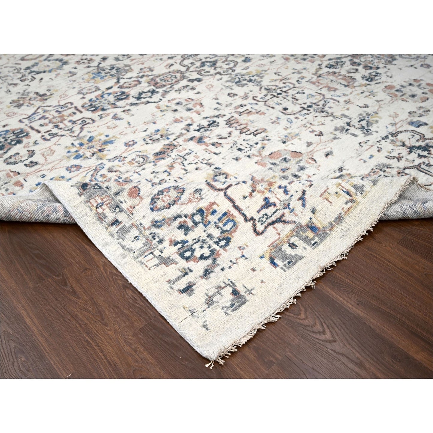 11'10"X17'8" Ivory Mahal Design 100% Wool Hand Knotted Oriental Rug