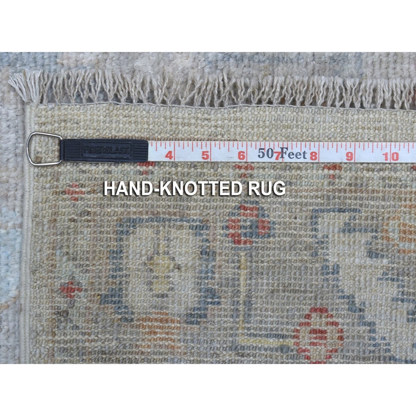 2'6"X14' Soft Velvety Wool Hand Knotted Gray Angora Oushak Runner Rug