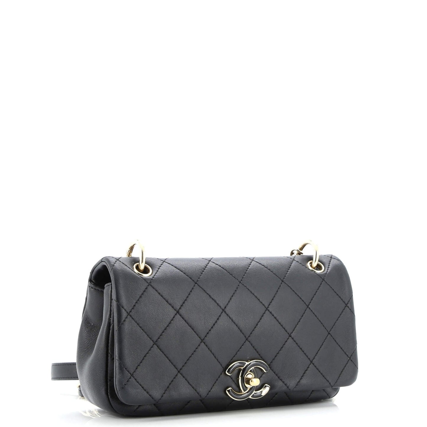Chanel Twist Chain Enamel Cc Flap Bag Quilted Lambskin Medium