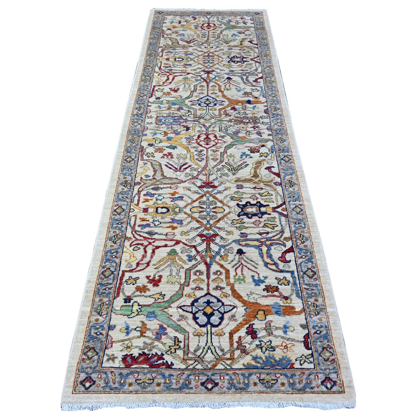 3'1"X9'10" Gray Fine Aryana Bidjar Garus Design Runner Oriental Rug