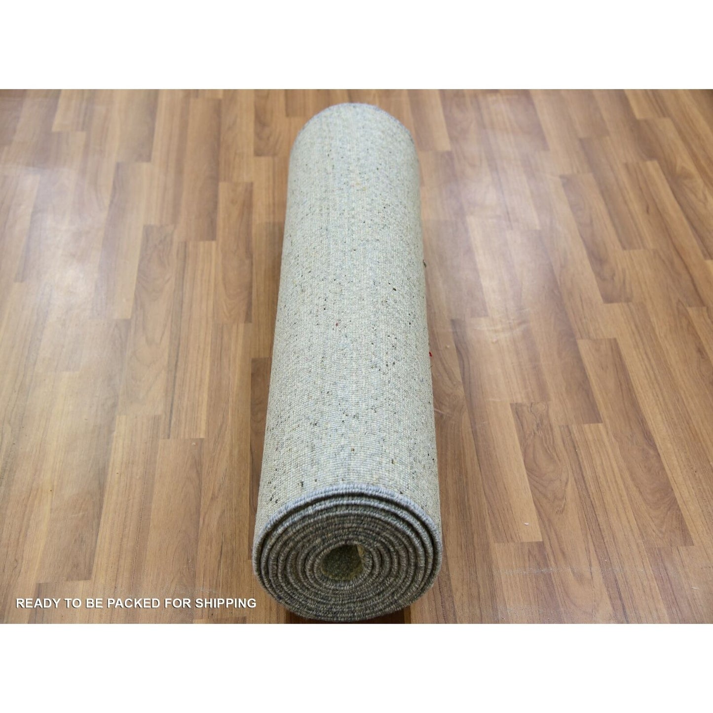 2'7"X12'4" Mindful Gray Undyed Wool Hand Knotted Grass Design Runner Rug