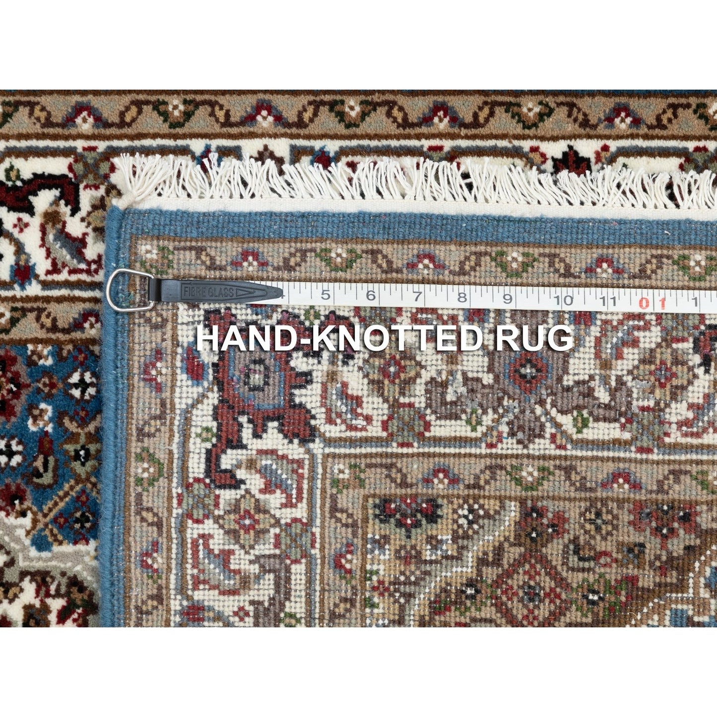 2'7"X8'7" Blue Fish Design Tebraz Mahi Wool And Silk Oriental Runner Rug