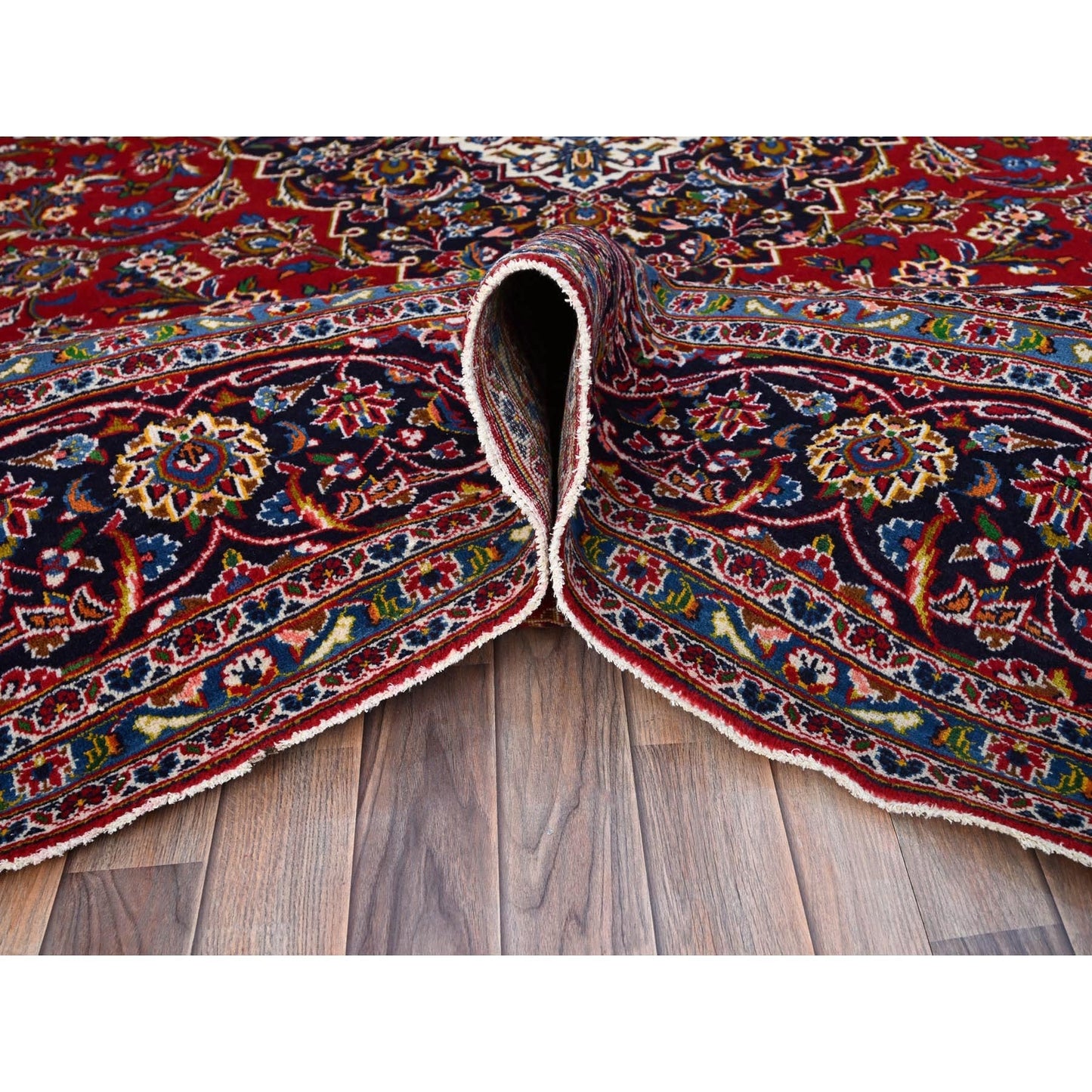 10'1"X13' Angels Red Hand Knotted Vintage Kishoon All Wool Oriental Rug