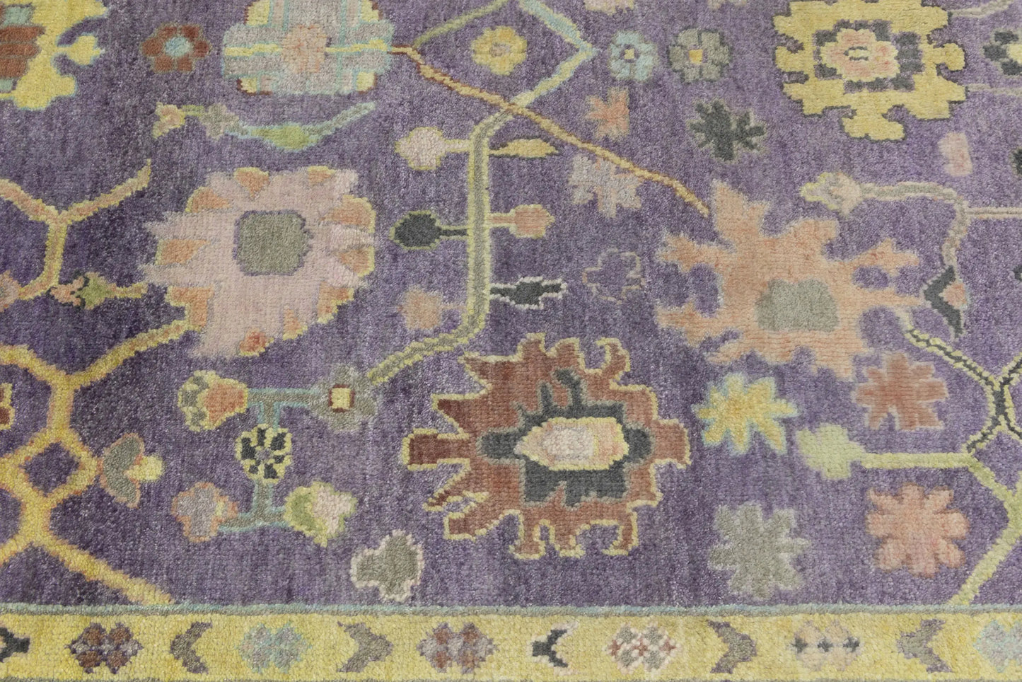 Hand-Knotted Muted Oushak Rug Colorfast Oriental