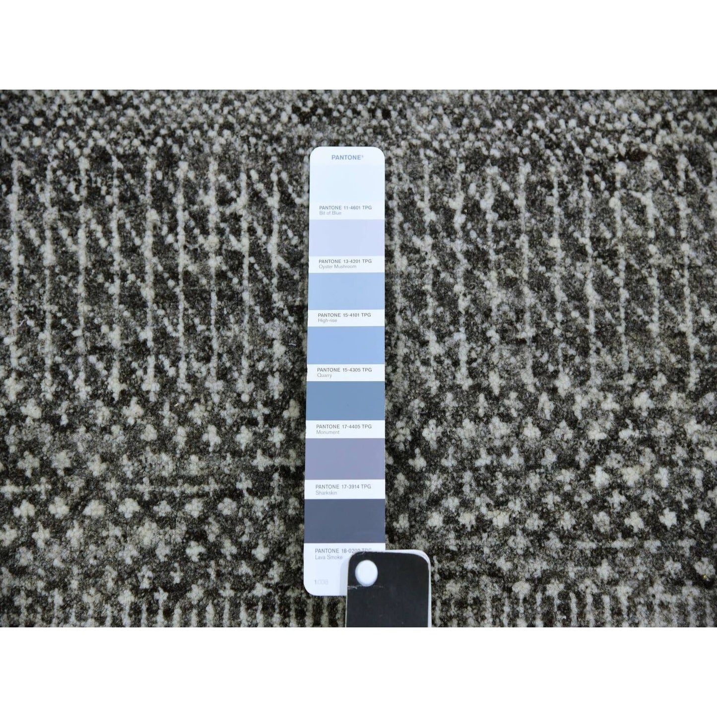 12'2"X15'2" Gray Undyed 100% Wool Grass Design Hand Knotted Oversized Rug