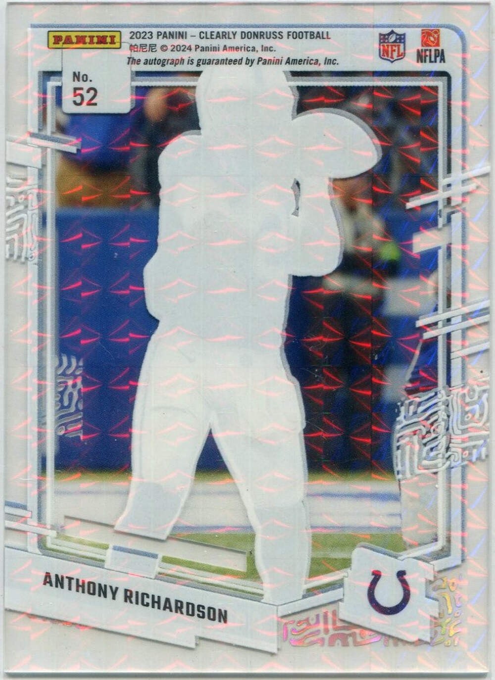 Anthony Richardson 2023 Panini Clearly Donruss Rated Rookie Autographed Case Hit