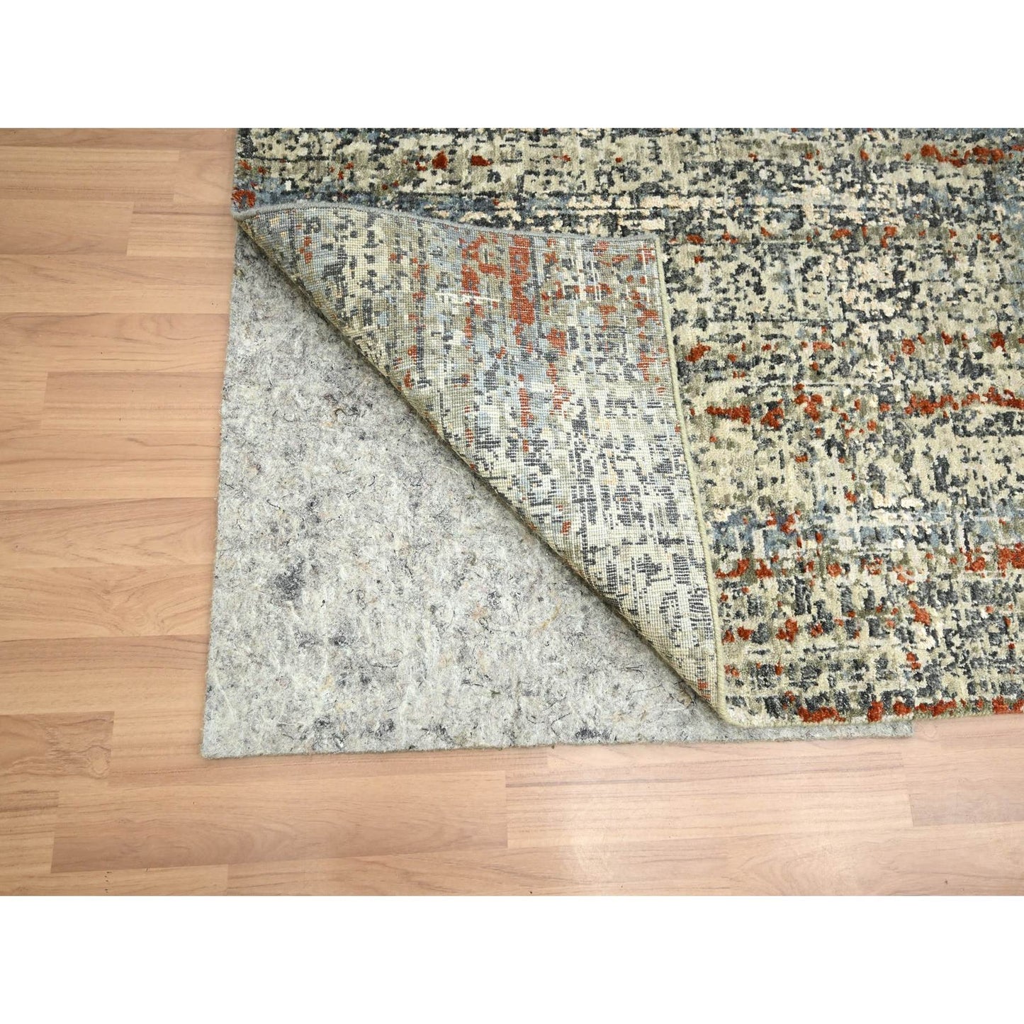 9'X12'3" Rust Red Abstract Design Pure Wool Hand Knotted Oriental Rug