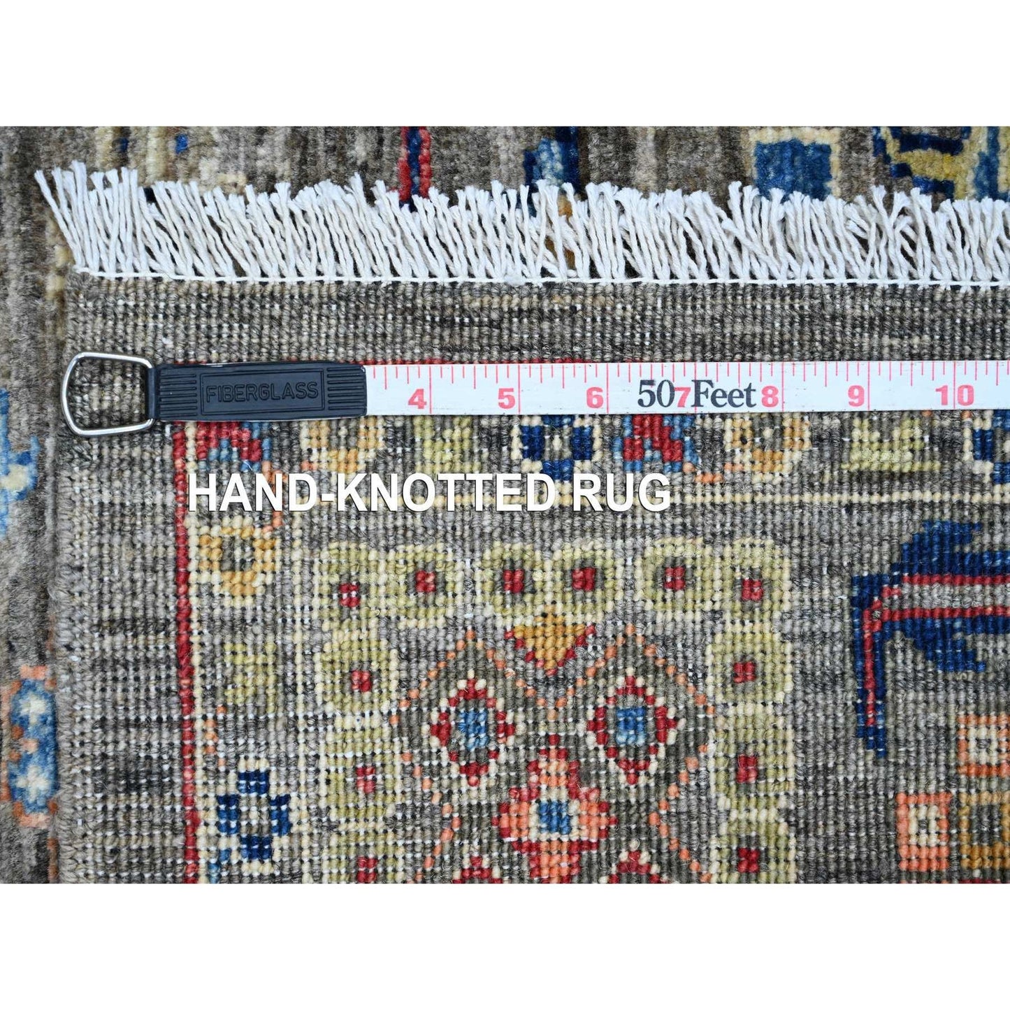 4'X6' Gray Peshawar Ziegler Mahal Design Hand Knotted Pure Wool Rug