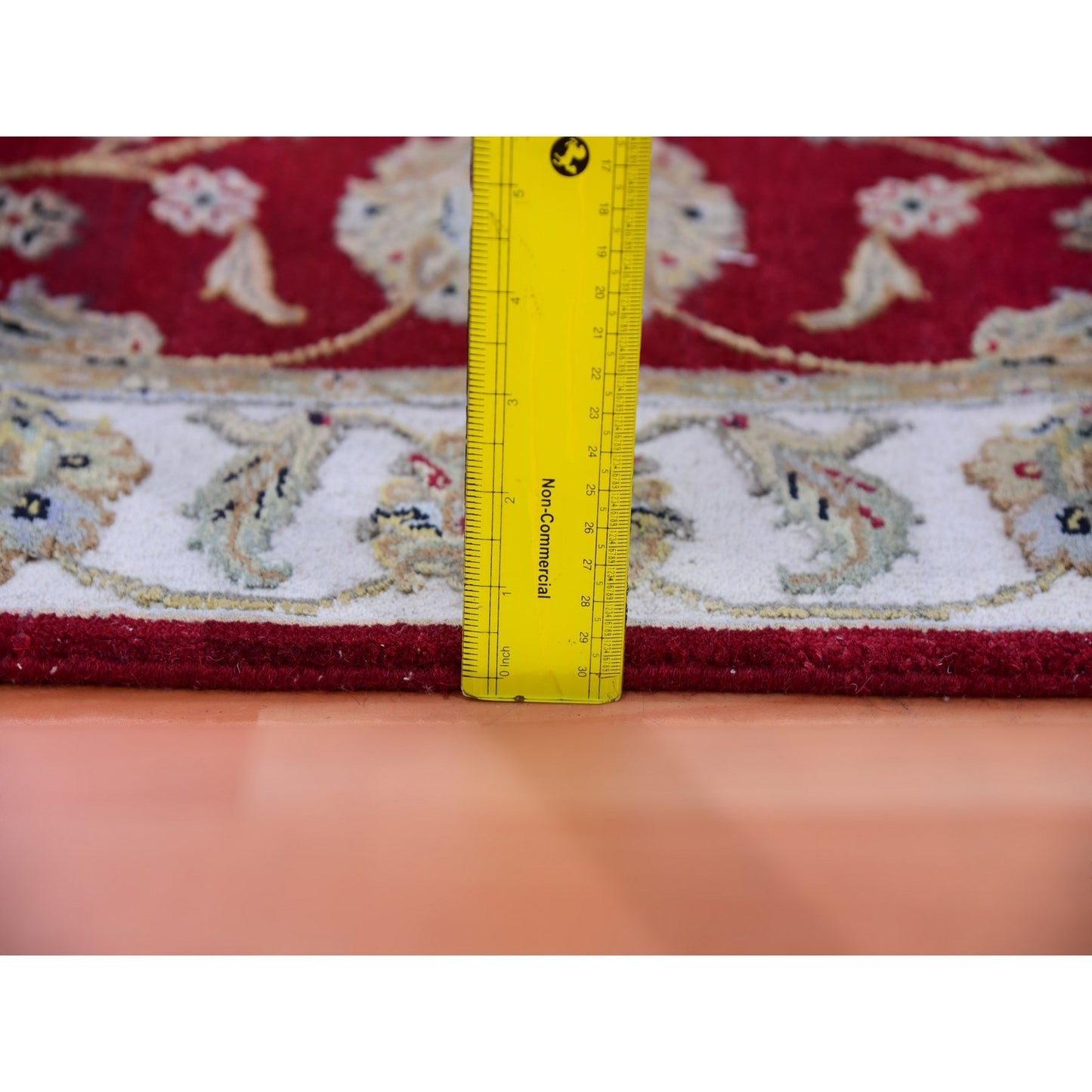 2'8"X21' Red Wool And Silk Hand Knotted Rajasthan Design Xl Runner Rug