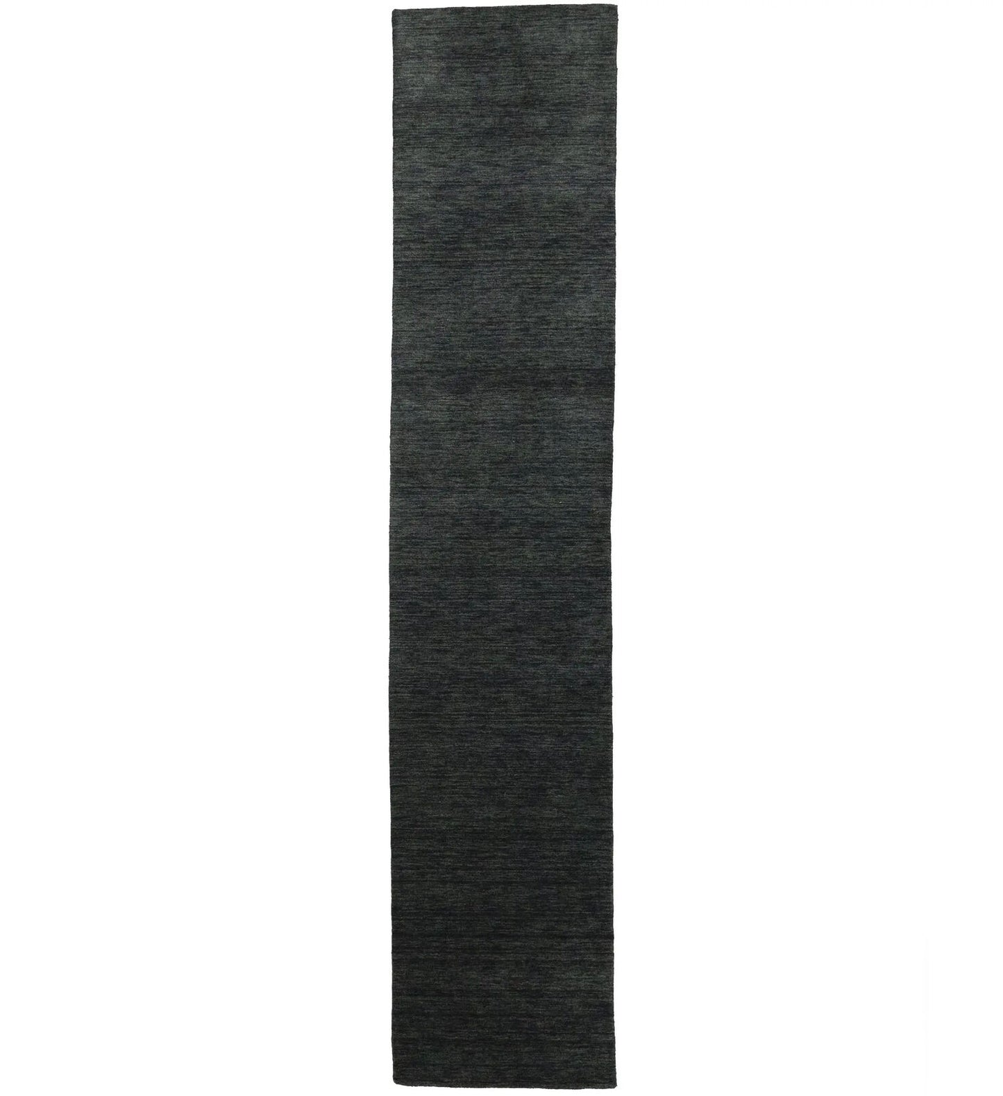 Solid Charcoal Hand-Loomed 3X12 Gabbeh Wool