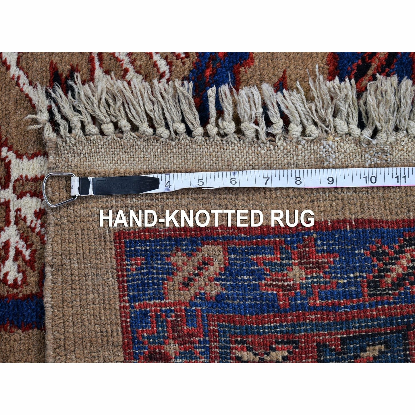 4'1"X12'8" Brown Antique Farsian Serib Wide Runner Wool Hand Knotted Rug