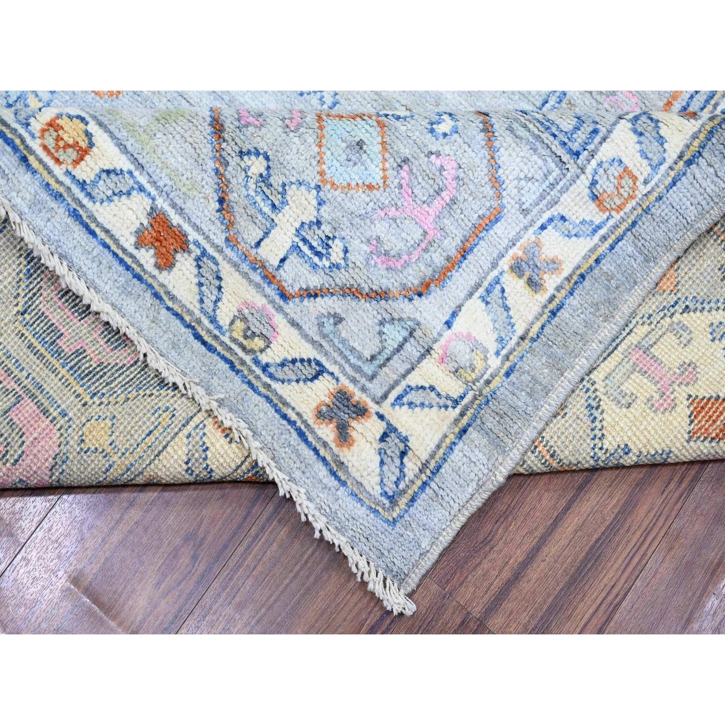 9'X11'6" Cloud Gray Anatolian Village Inspired Wool Hand Knotted Rug