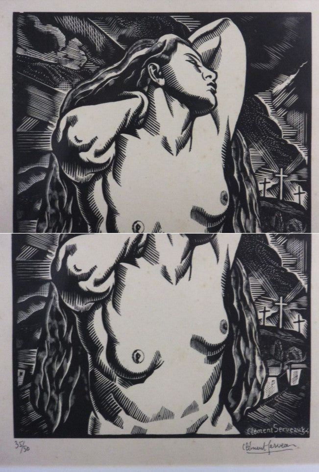 Clment Serveau 1934 Signed Woodcut "Nude" Limited Ed. 35/50 French Modernist