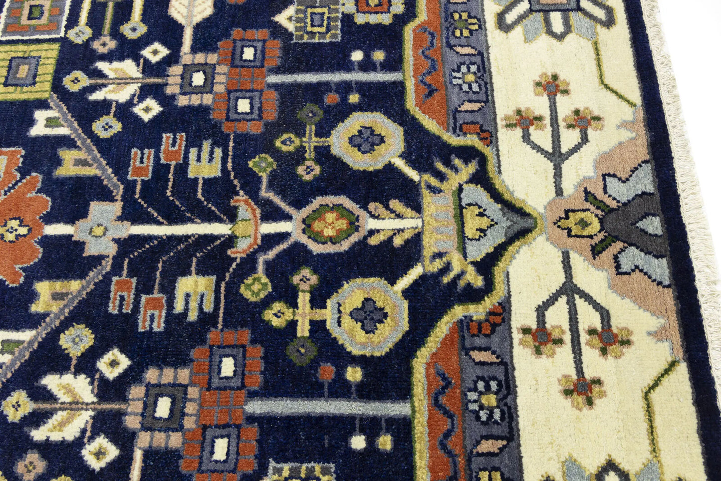 9X12 ft Navy Tribal Heriz Serapi Wool Oriental