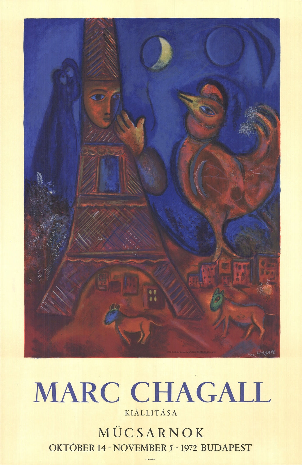 Marc Chagall Good Morning Paris " Lithograph Modernism Blue, Bro