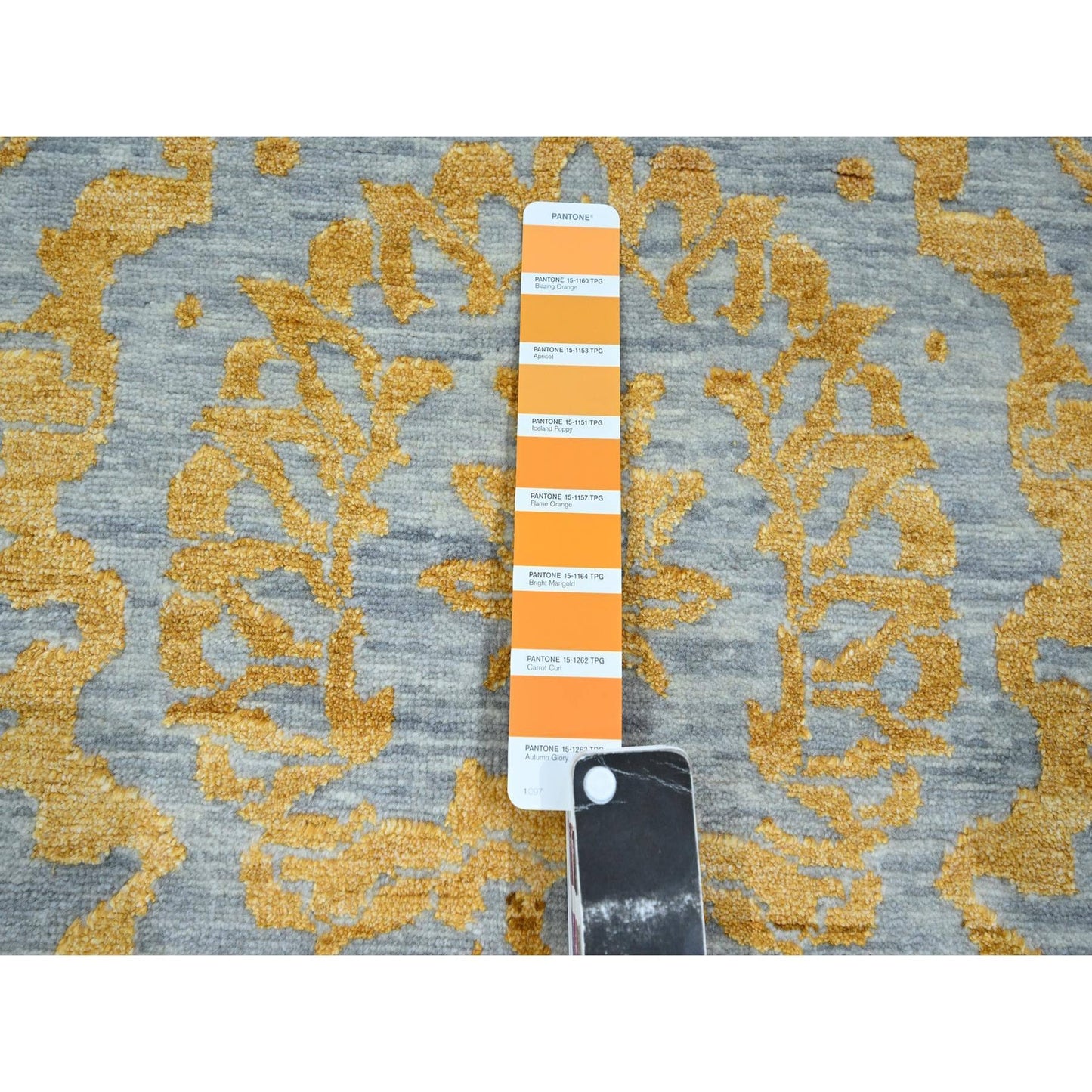 10'X14' Gold Zoroastrian Influence Design Hand Knotted Wool & Silk Rug