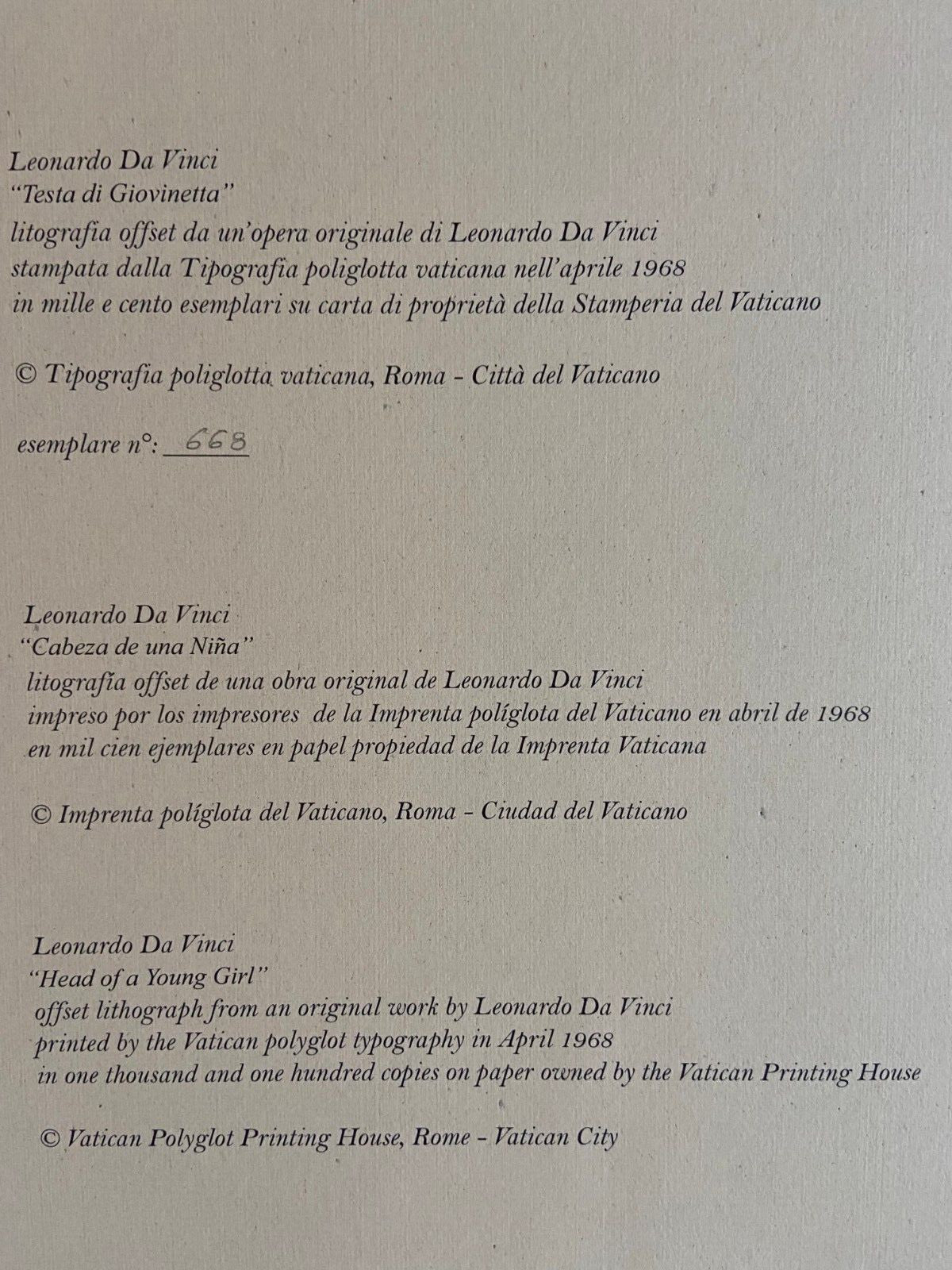 Leonardo Da Vinci Lithograph From An Signed Numbered Coa