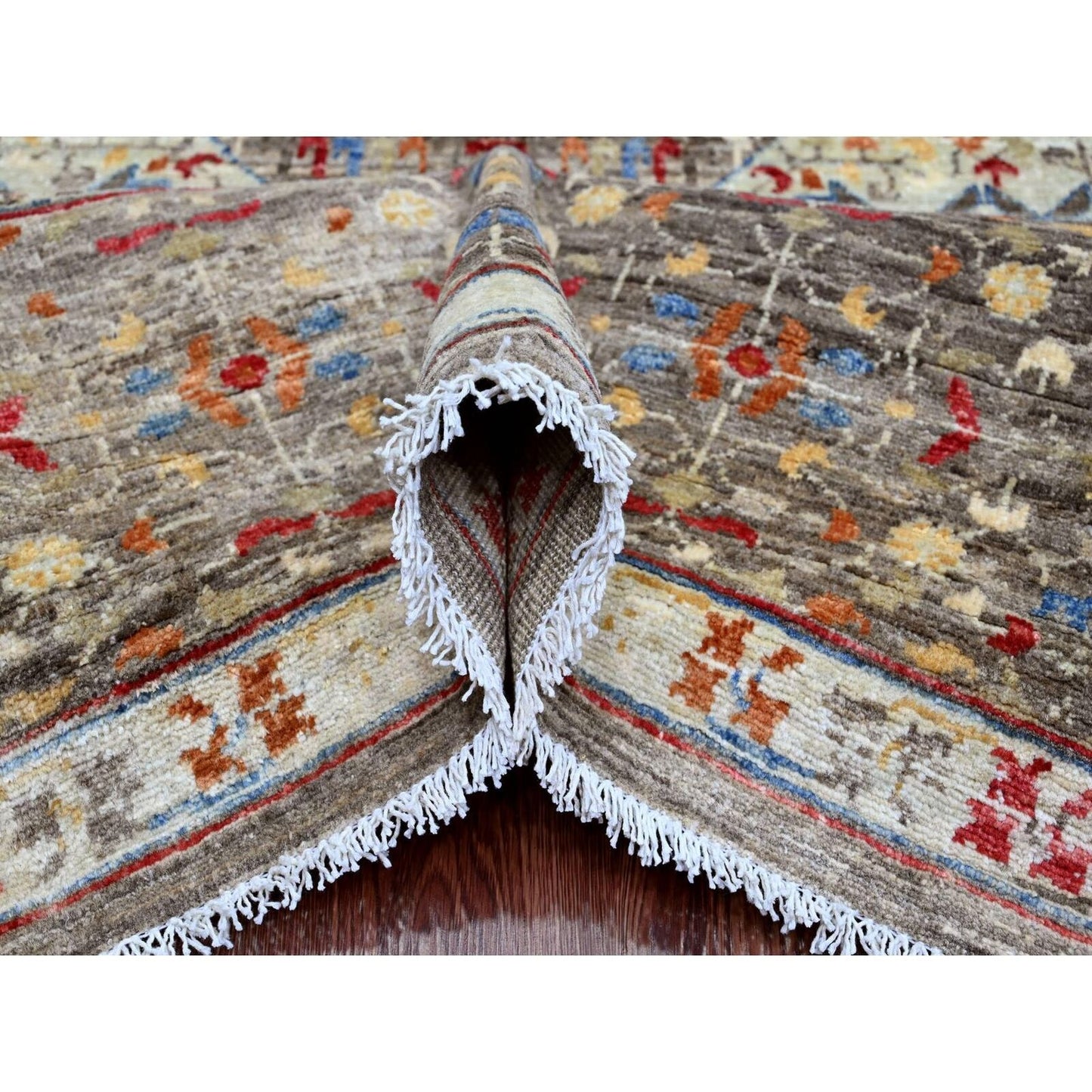7'10"X9'6" Brown 14Th Century Mamluk Dynasty Design Wool Hand Knotted Rug