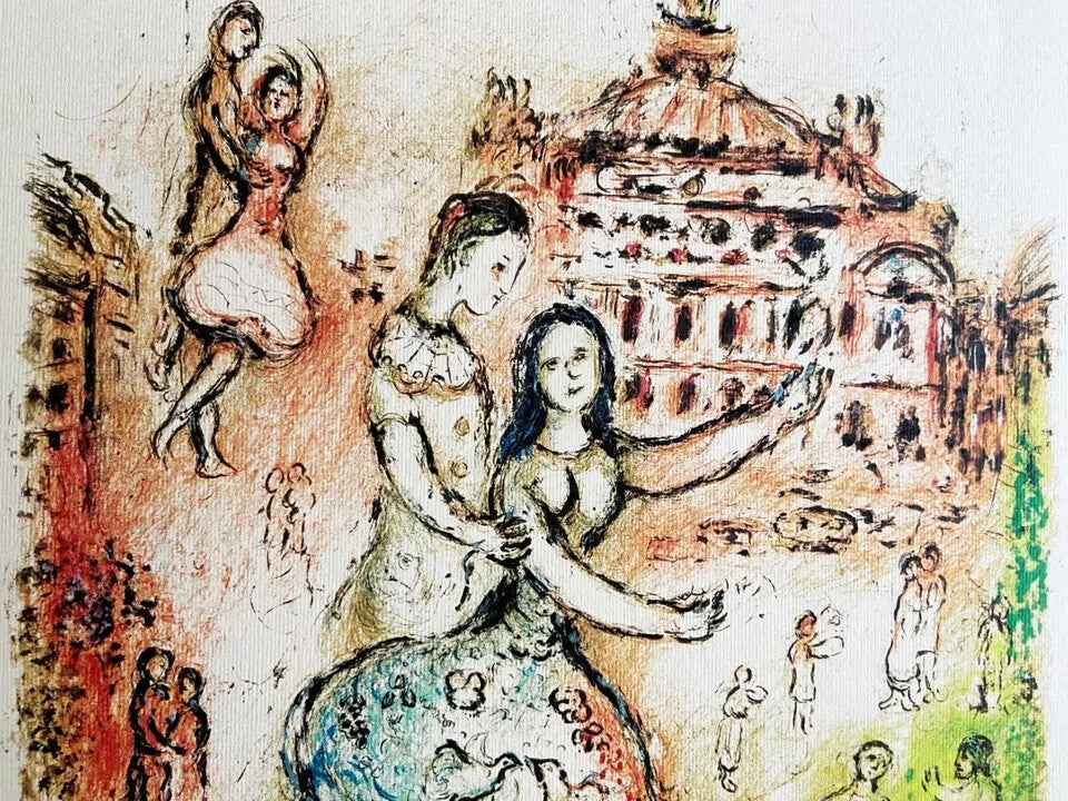 Marc Chagall Signed Mourlot Coa Lithograph Op