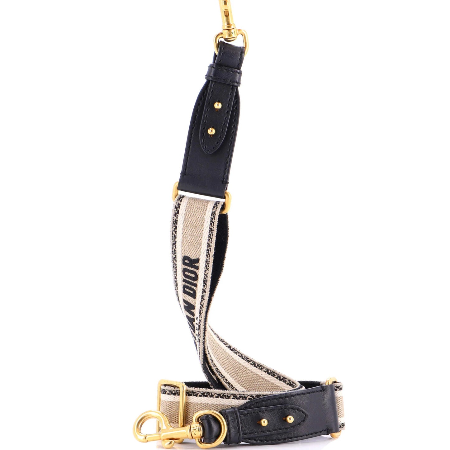 Christian Dior Logo Shoulder Strap Embroidered Canvas Thin