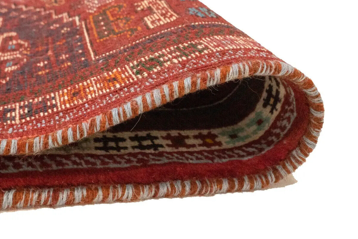 3'5X5 Ft Hand-Knotted Red Tribal Geometric