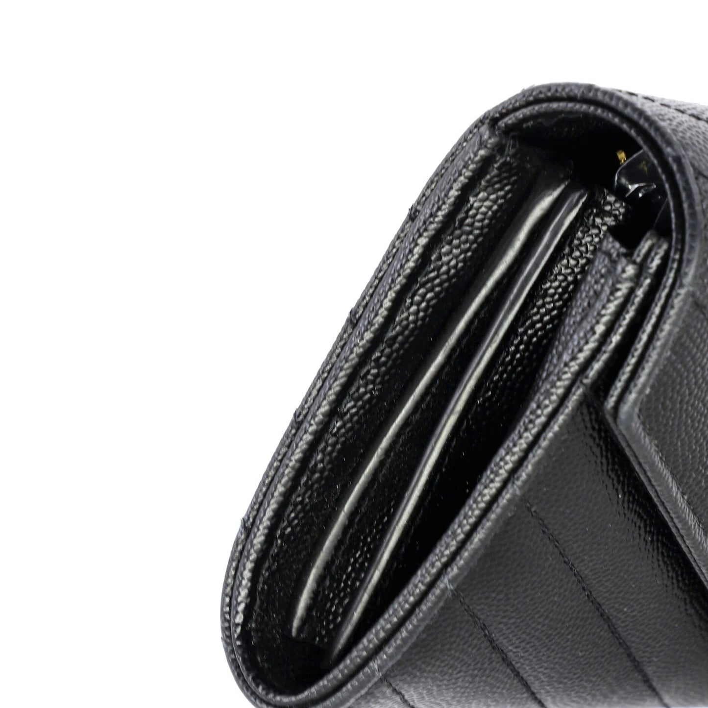 Saint Laurent Classic Monogram Flap Wallet Matelasse Chevron Leather Large