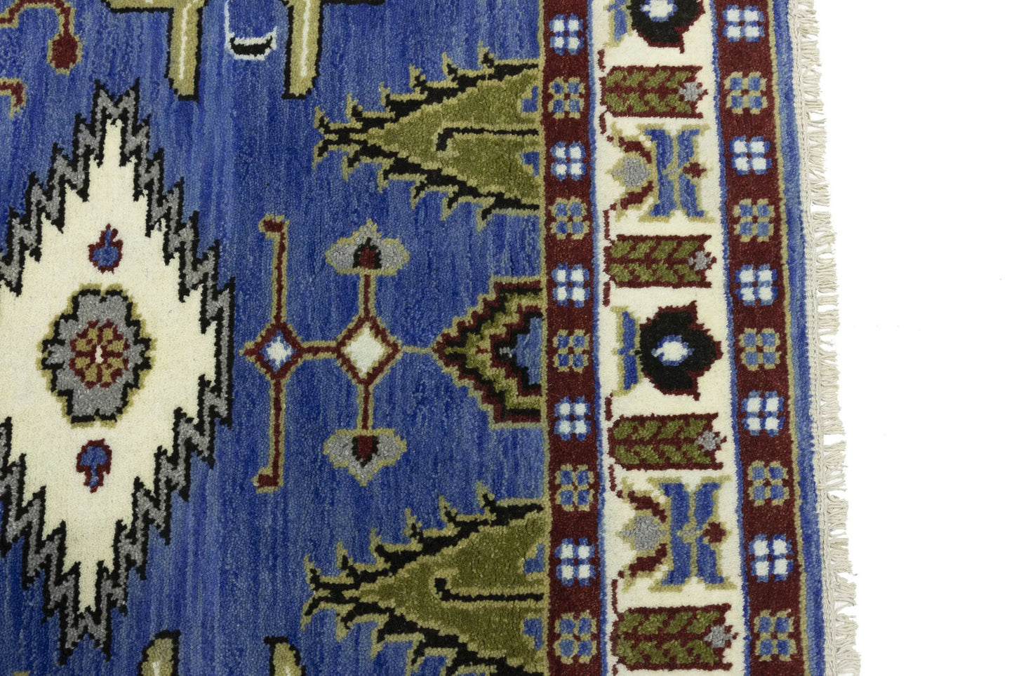 Hand-Knotted Kazak Oriental Rug 4X6 Ft Blue