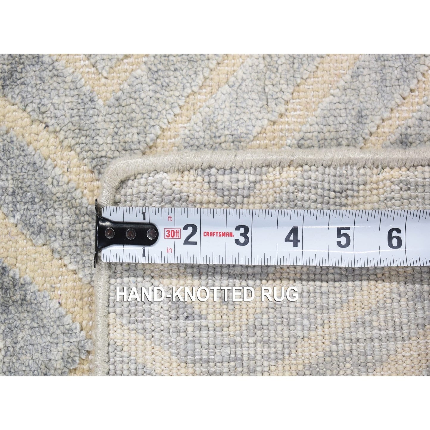 2'X3' Gray Modern Design Silk With Textured Wool Hand Knotted Mat Rug