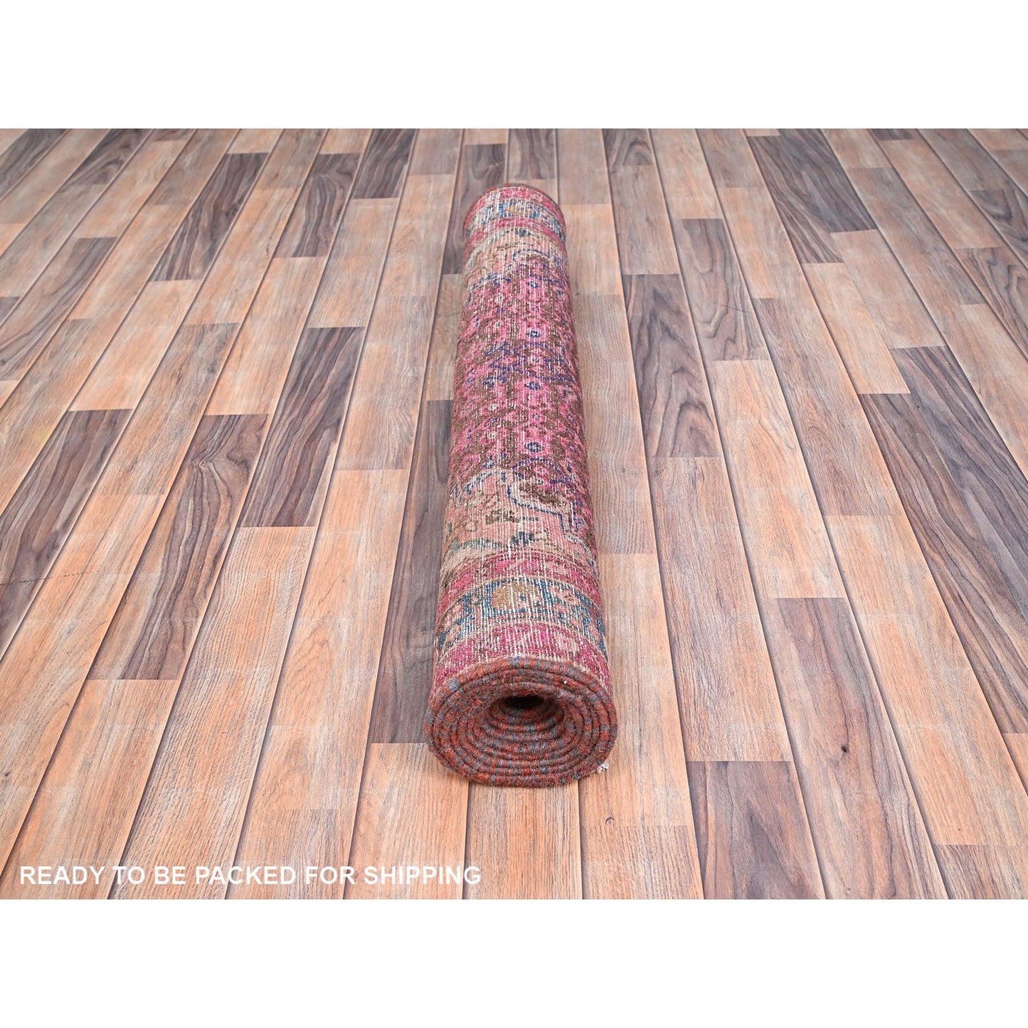 3'4"X10'8" Purple Overdyed Hand Knotted Old Hamadan Wide Long Runner Rug