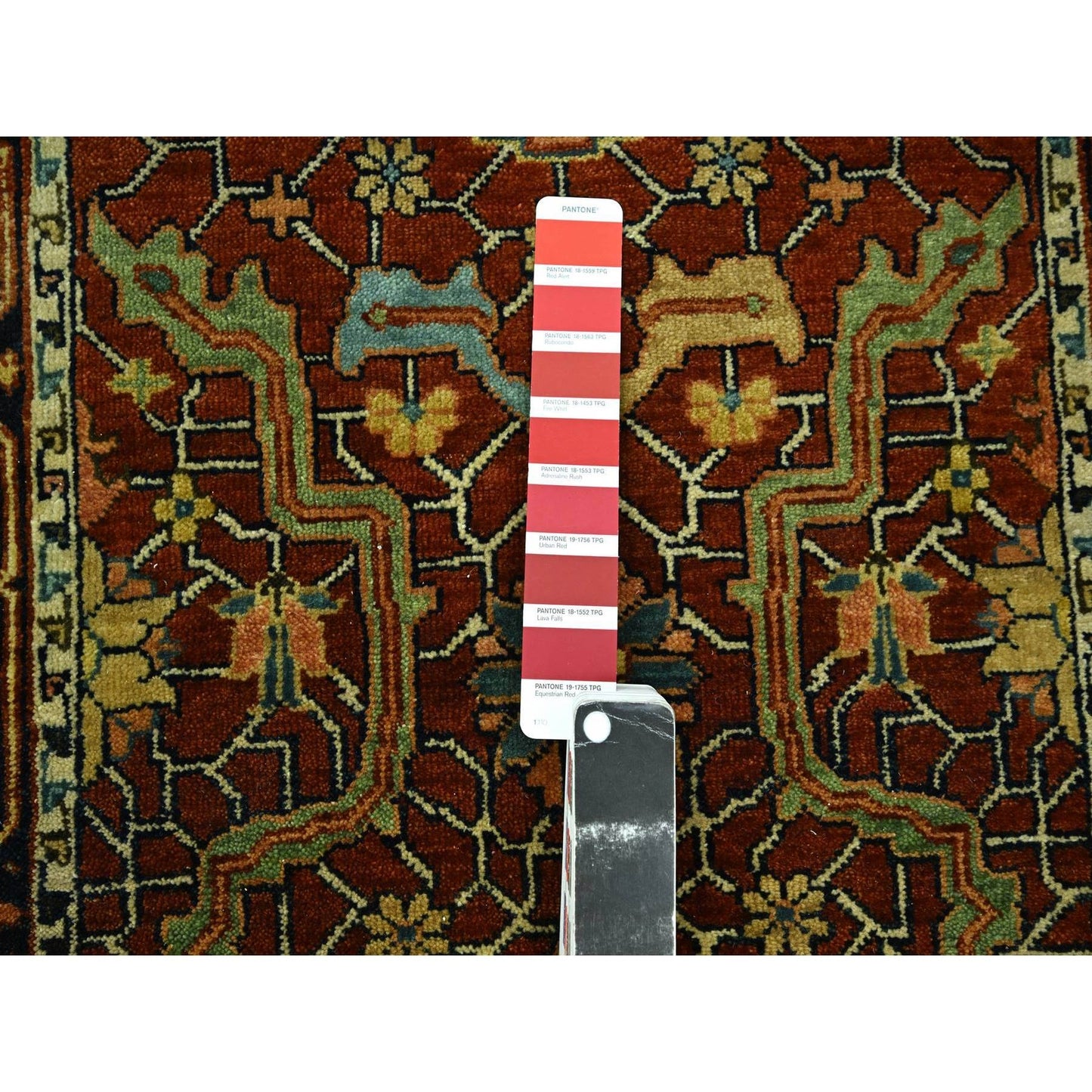 2'6"X12' Auburn Red Heris All Over Design Hand Knotted Wool Runner Rug