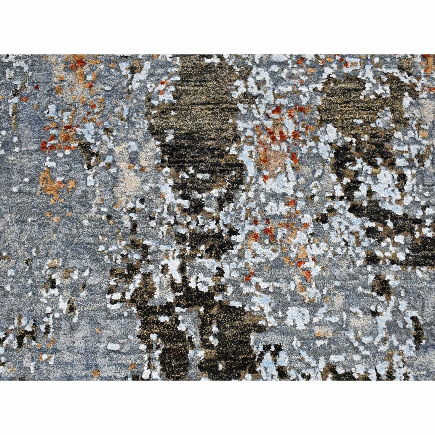 2'6"X10'3"Abstract Design Wool Farsian Knot Hand Knotted Runner Rug