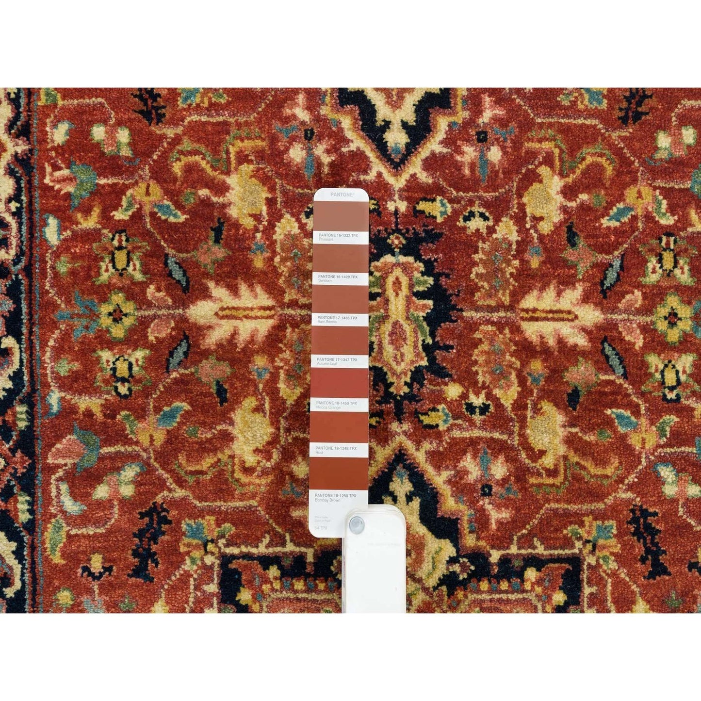 2'7"X12'1" Red Hand Knotted Heris Re-Creation Organic Wool Runner Rug