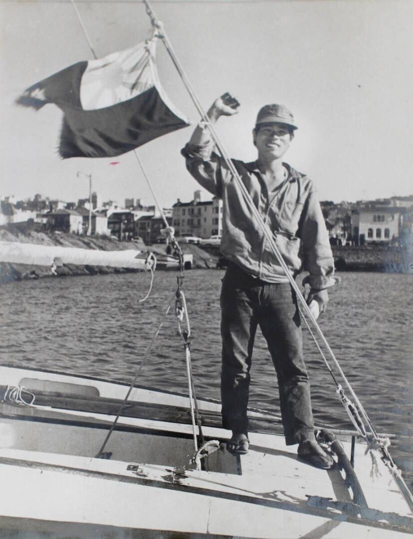 Sailing Allone 1962 Original Photo Kenichi Horie Japanese Flag San Francisco