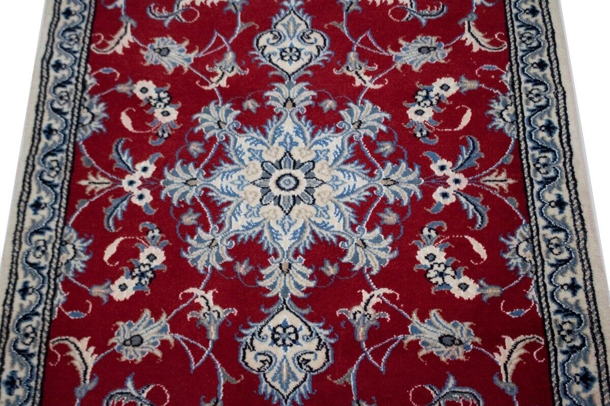 Hand-Knotted Red Area Rug Classic Floral Design