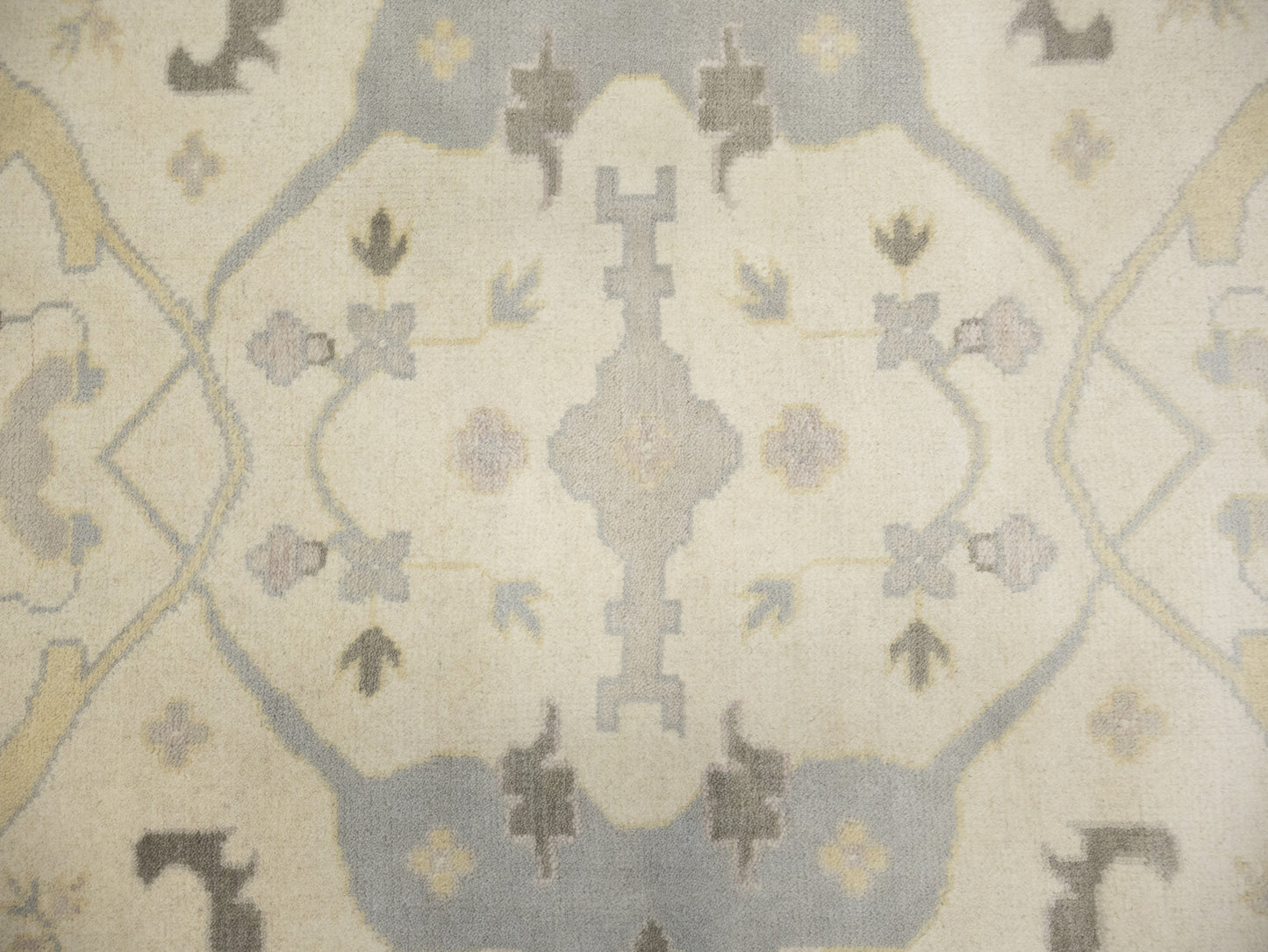 Hand-Knotted Wool Floral Oushak Oriental Rug Rare