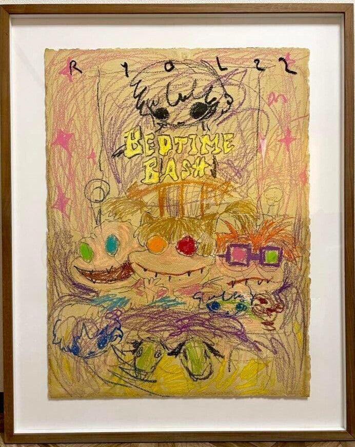 Ryol Signed Unique Painting Crayon On Paper