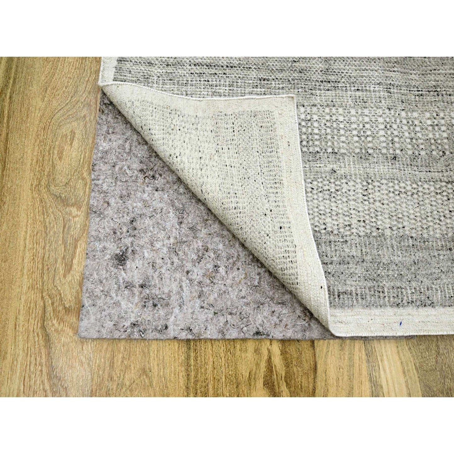 12'1"X14'10" Gray Grass Design Textured Wool Hand Knotted Xl Oriental Rug