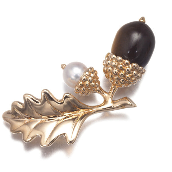 Mikimoto Brooch Tiger'S Eye Akoya Pearl 5.0Mm