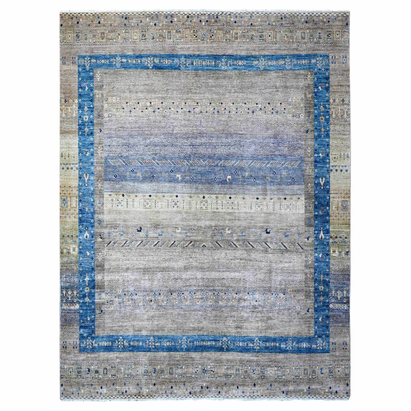 9'1"X11'8" Mindful Gray Fine Kashkuli Gabbeh Hand Knotted Oriental Rug