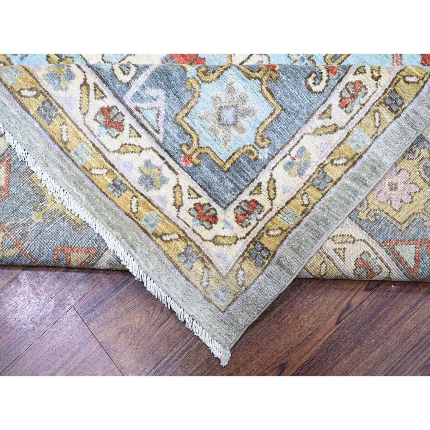 8'8"X11'7" Echo Gray Pure Wool Hand Knotted Finer Peshawar Rug