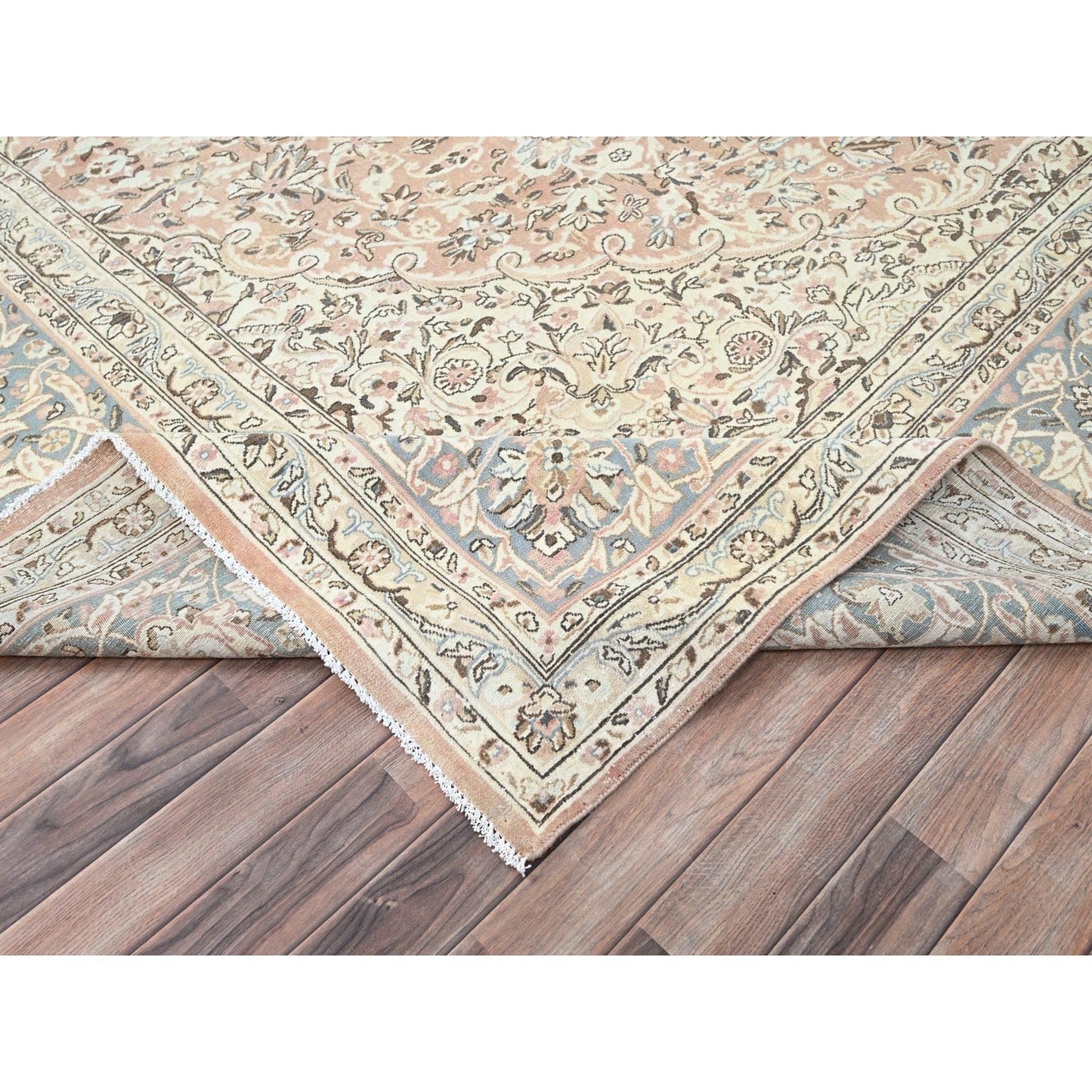 11'1"X17'2" Peach Zoroastrian Hand Knotted 100% Wool Oversized Rug