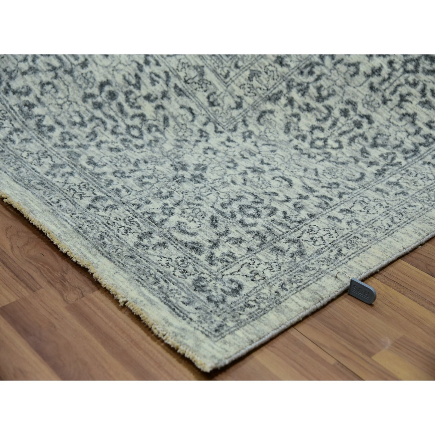 10'X10' Duck White Hand Knotted Undyed Mamluk Dynasty Wool Square Rug
