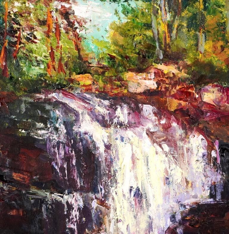 Jean Henry 'Waterfall' Original Oil Painting