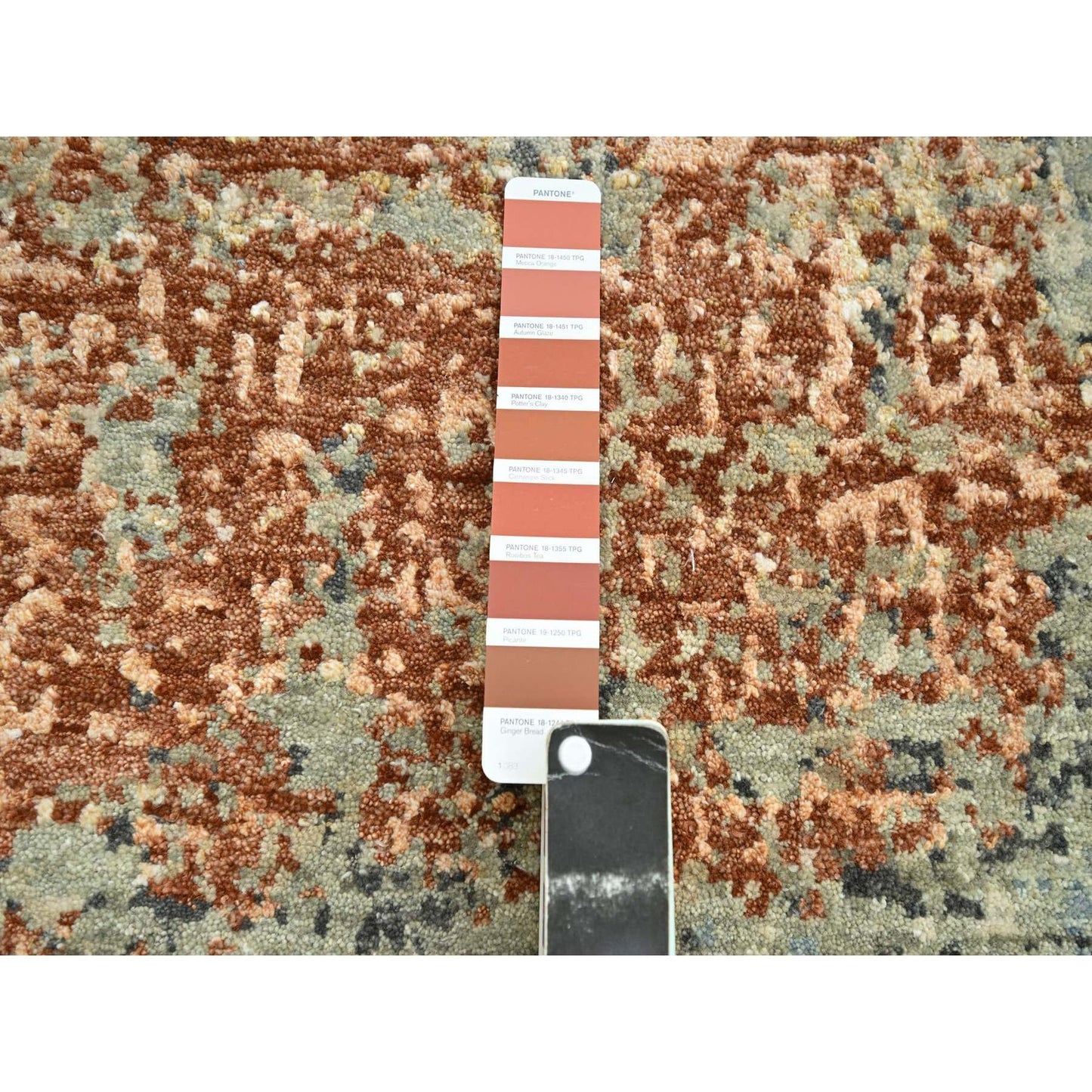 8'X10'6" Rust Red Zoroastrian Knot Abstract Design Wool Hand Knotted Rug